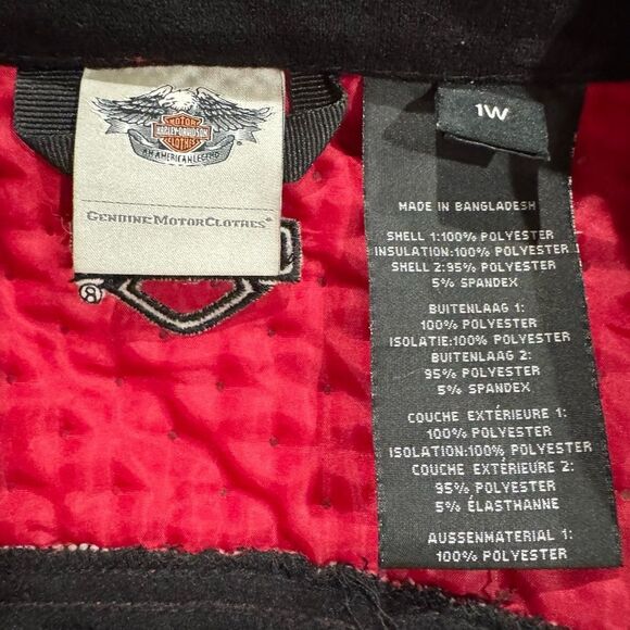 Harley Davidson Quilted Red Zip Up Motorcycle Jacket Women’s 1XL - Picture 2 of 4
